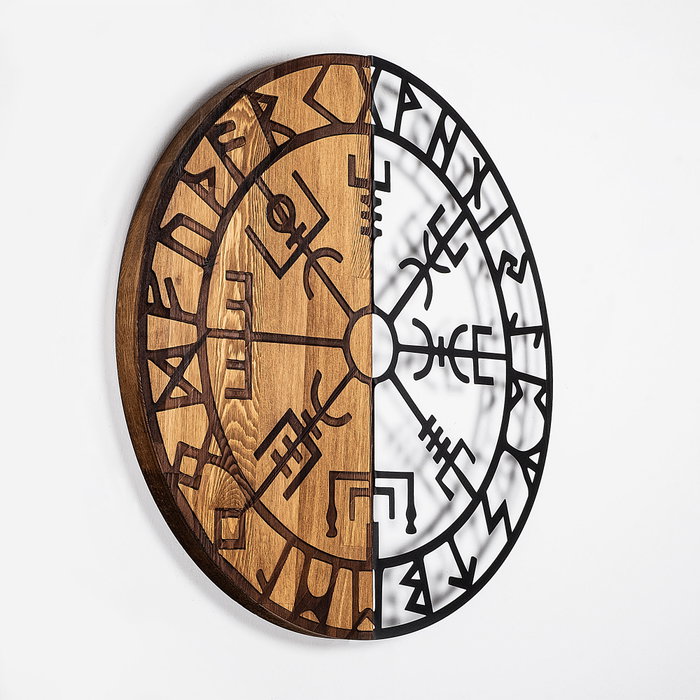 Wallity Vegvisir - 331 Escultura de pared en Negro y Nogal